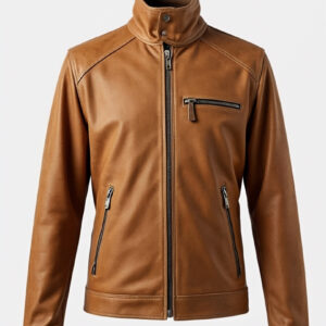 Men’s Tan Biker Leather Jacket